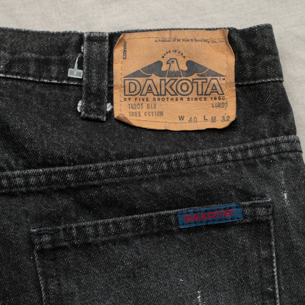 Vintage 80s 90s Dakota By 5 Brothers Black‎ Cotton Denim Jeans 40 x 31 USA Made - Picture 5 of 11